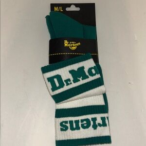 Dr. Martens M/L teal green athletic logo socks crew US size 9-14